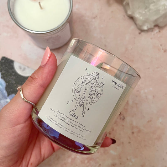 Libra Candle Infused with Pink Opal
