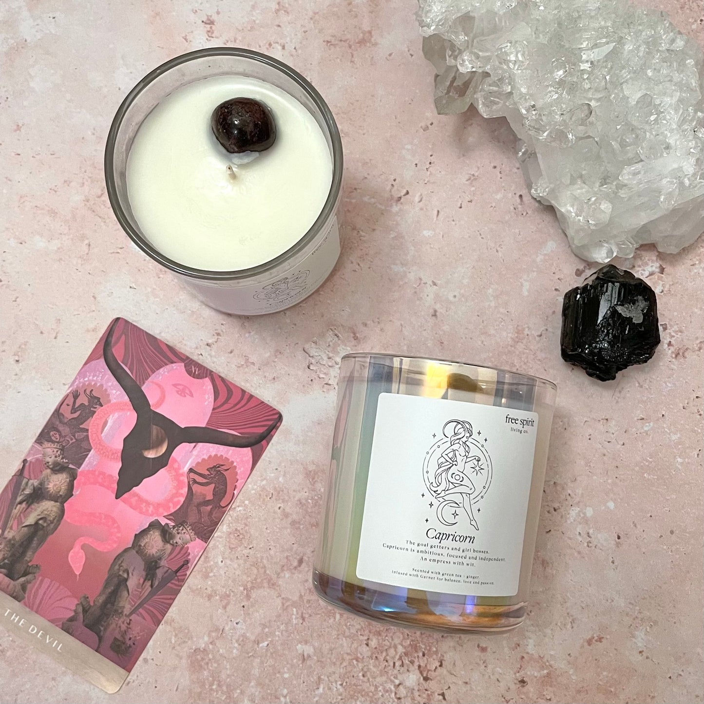 Capricorn Candle Infused with Garnet